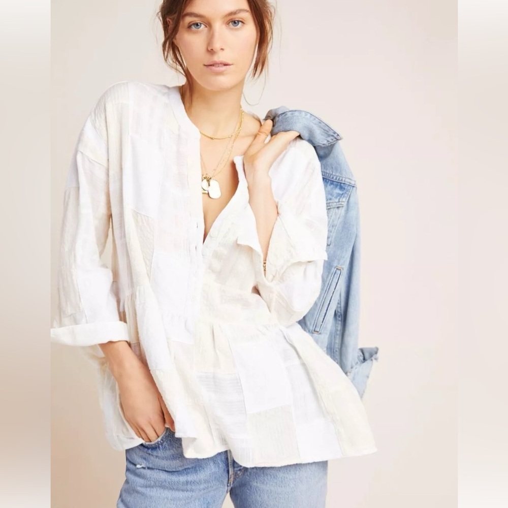 NWT Maeve by Anthropologie Zoe Patchwork Swing Blouse